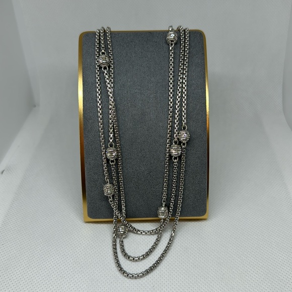 Judith Ripka Sterling Diamonique Nested Triple 18 inch chain